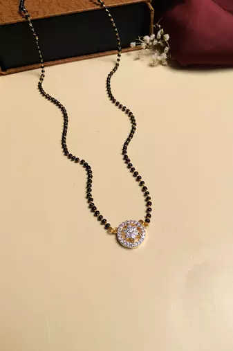 Latest gold plated american diamond mangalsutra