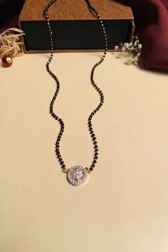 Latest gold plated american diamond mangalsutra
