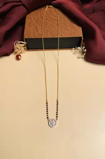 Latest gold plated american diamond mangalsutra