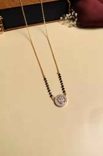 Latest gold plated american diamond mangalsutra