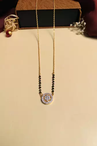 Latest gold plated american diamond mangalsutra