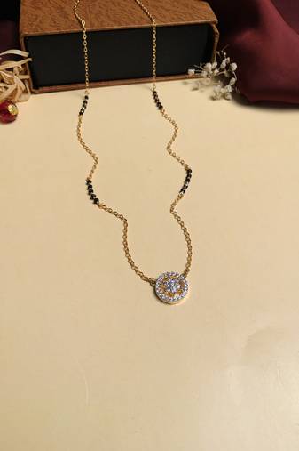 Latest gold plated american diamond mangalsutra