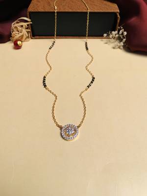 Latest gold plated american diamond mangalsutra 2
