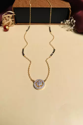 Latest gold plated american diamond mangalsutra