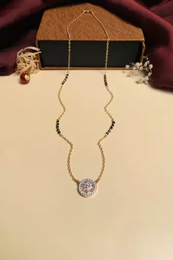 Latest gold plated american diamond mangalsutra