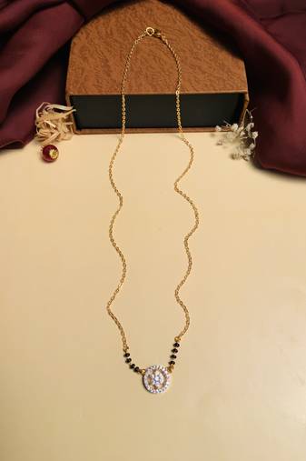 Latest gold plated american diamond mangalsutra