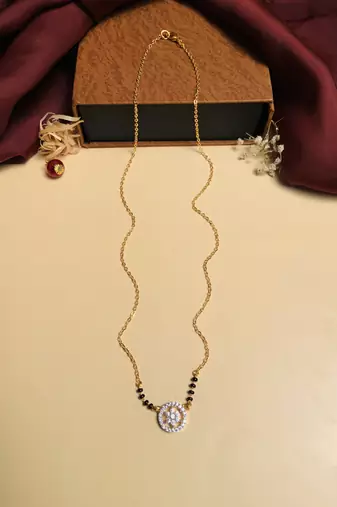 Latest gold plated american diamond mangalsutra