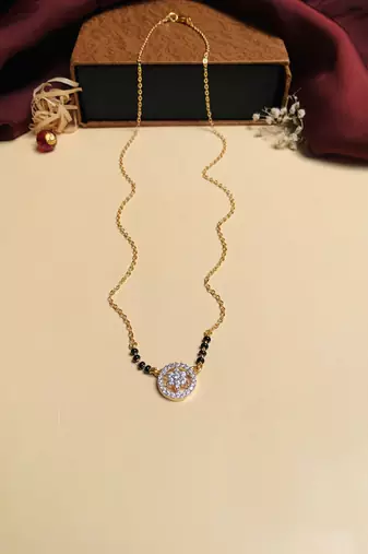 Latest gold plated american diamond mangalsutra