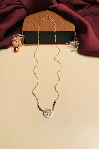 Latest gold plated american diamond mangalsutra