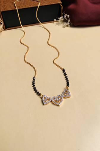 Latest gold plated american diamond mangalsutra