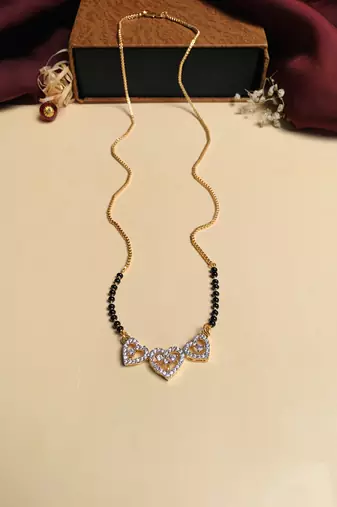 Latest gold plated american diamond mangalsutra