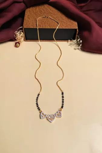 Latest gold plated american diamond mangalsutra