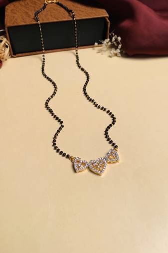 Latest gold plated american diamond mangalsutra