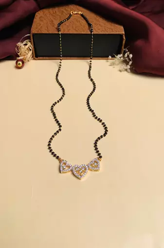 Latest gold plated american diamond mangalsutra