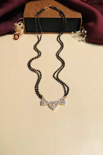 Latest gold plated american diamond mangalsutra