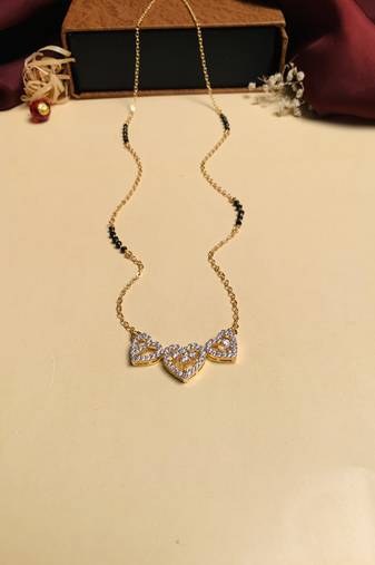 Latest gold plated american diamond mangalsutra