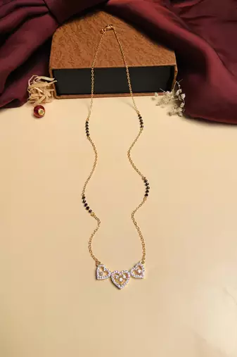 Latest gold plated american diamond mangalsutra