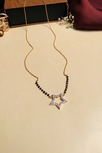 Latest gold plated american diamond mangalsutra