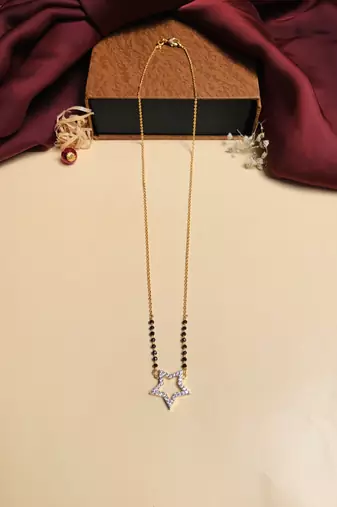 Latest gold plated american diamond mangalsutra