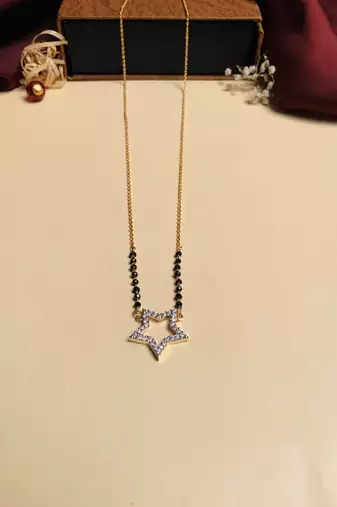 Latest gold plated american diamond mangalsutra