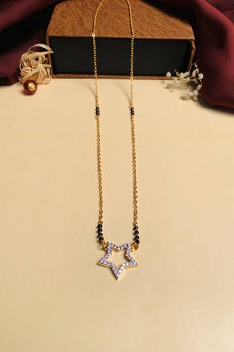 Latest gold plated american diamond mangalsutra
