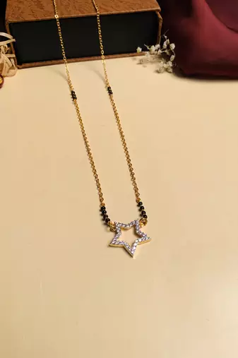 Latest gold plated american diamond mangalsutra