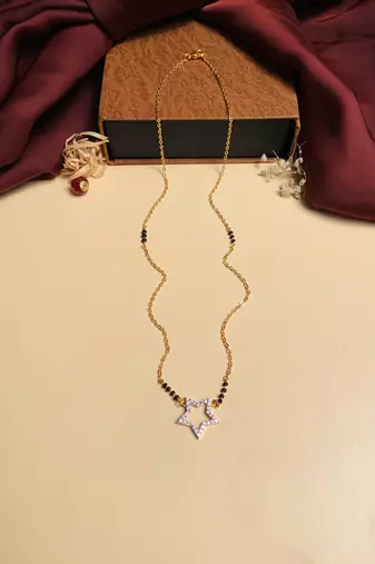 Latest gold plated american diamond mangalsutra