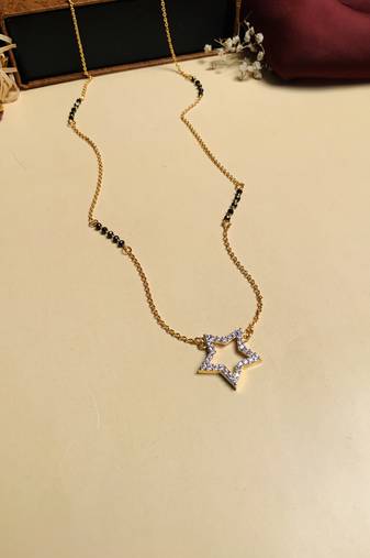 Latest gold plated american diamond mangalsutra