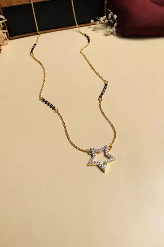 Latest gold plated american diamond mangalsutra