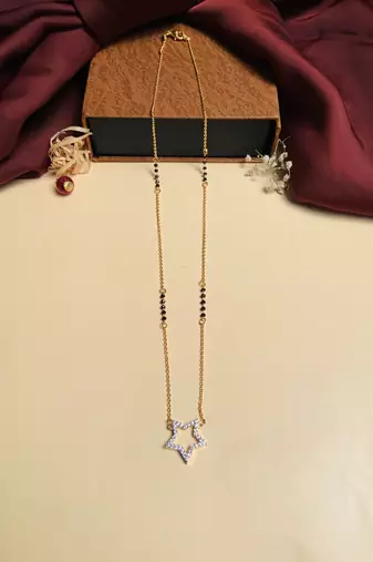 Latest gold plated american diamond mangalsutra