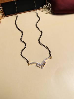 Latest gold plated american diamond mangalsutra 1