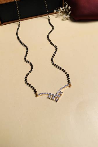 Latest gold plated american diamond mangalsutra