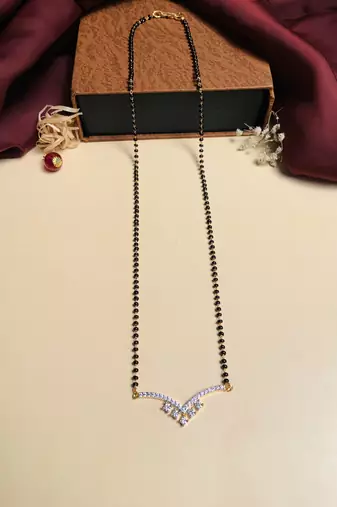 Latest gold plated american diamond mangalsutra