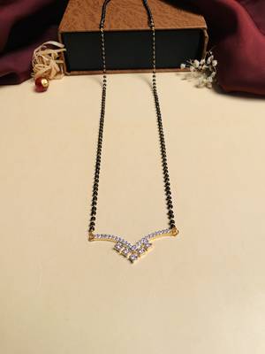 Latest gold plated american diamond mangalsutra 3