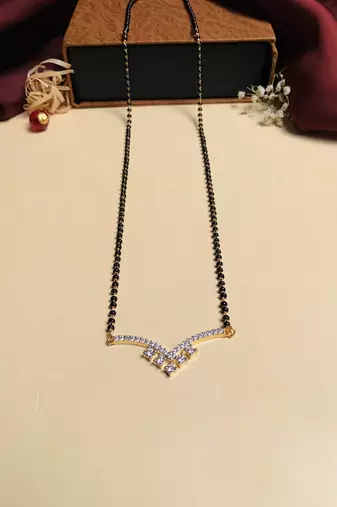 Latest gold plated american diamond mangalsutra