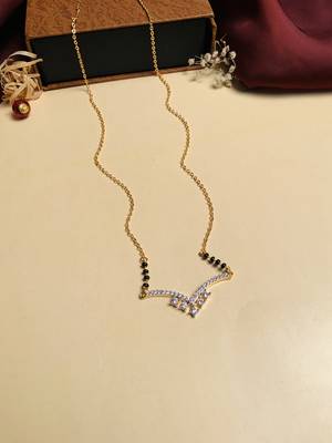 Latest gold plated american diamond mangalsutra 1