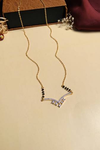 Latest gold plated american diamond mangalsutra
