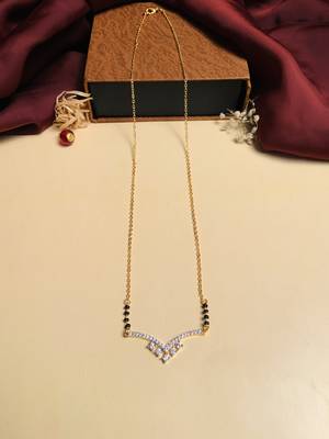 Latest gold plated american diamond mangalsutra 2