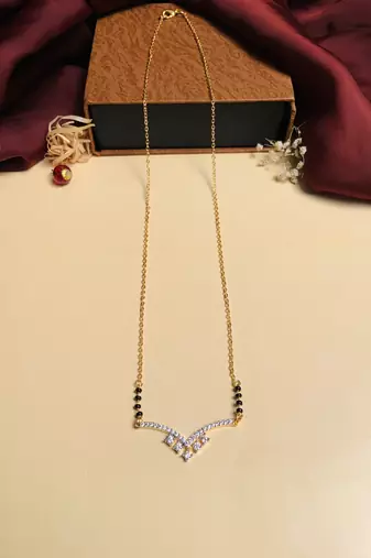 Latest gold plated american diamond mangalsutra