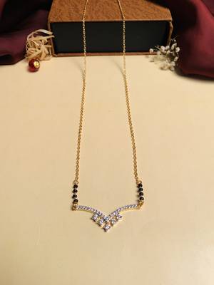 Latest gold plated american diamond mangalsutra 3