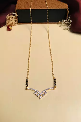 Latest gold plated american diamond mangalsutra