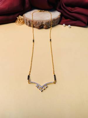 Latest gold plated american diamond mangalsutra 1