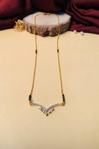 Latest gold plated american diamond mangalsutra