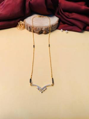 Latest gold plated american diamond mangalsutra 2