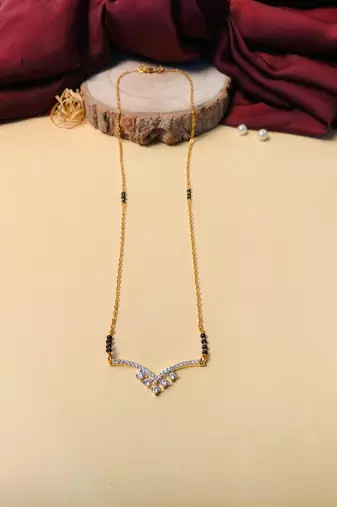 Latest gold plated american diamond mangalsutra