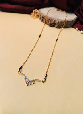 Latest gold plated american diamond mangalsutra 3