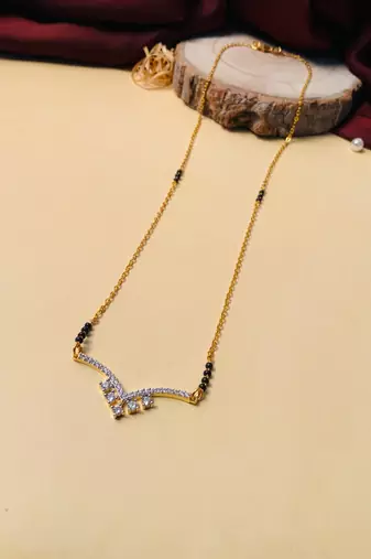 Latest gold plated american diamond mangalsutra