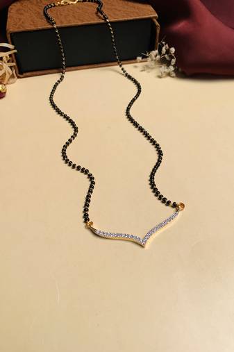 Latest gold plated american diamond mangalsutra