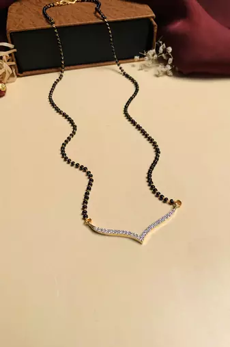 Latest gold plated american diamond mangalsutra
