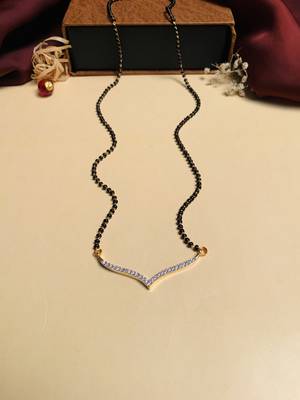 Latest gold plated american diamond mangalsutra 2